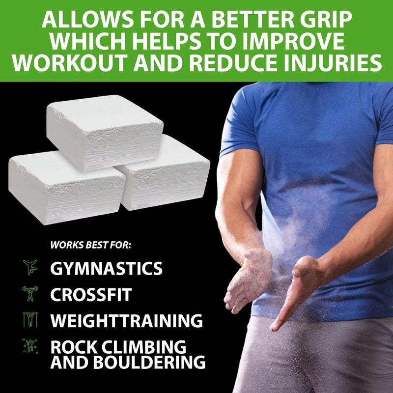 bear komplex - Gym Chalk Blocks - Pure Magnesium Carbonate Chalk for Weightlifting, Rock Climbing, Gymnastics, and Workout - Non Slip Grip for Hands, No Blisters and Tears - (8 pcs, 56g) - Image 3